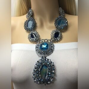 ❌SOLD❌Slab Agate and Crystal Beaded Necklace
